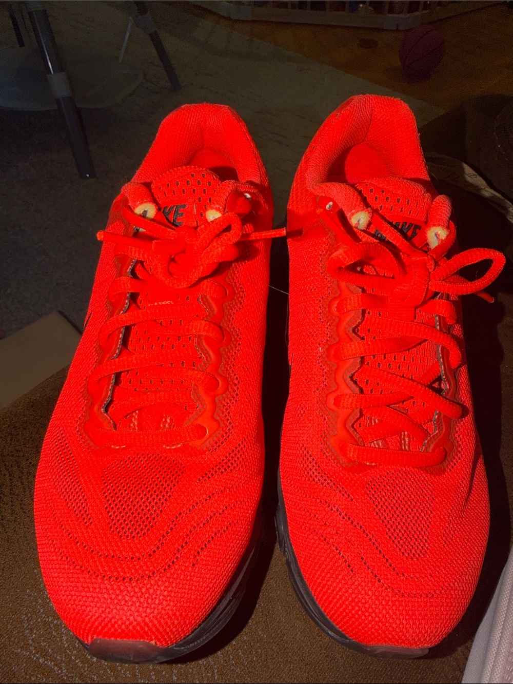 Nike Bright Coral/ Red Mesh Lace-Up Sneakers